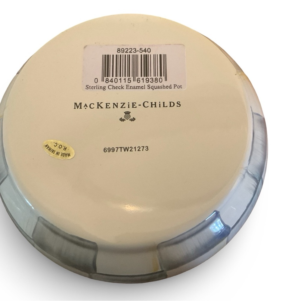 MacKenzie Childs Sterling Check Enamel Squashed Pot NEW - Picture 2 of 8